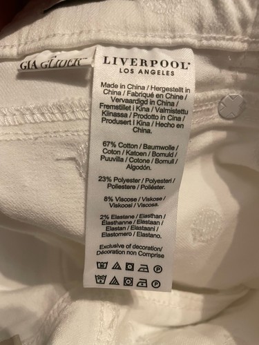Jean crop évasé Liverpool Gia Glider taille 4/27 blanc à pois ourlet effrayé à enfiler - Photo 10/12