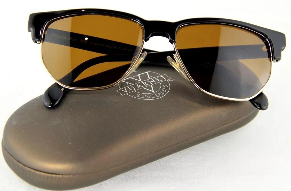 259 $ Nuevo Gafas de sol Vuarnet Vintage 438 Negro PX2000 Vidrio mineral Lente marrón Foto 2 de 4