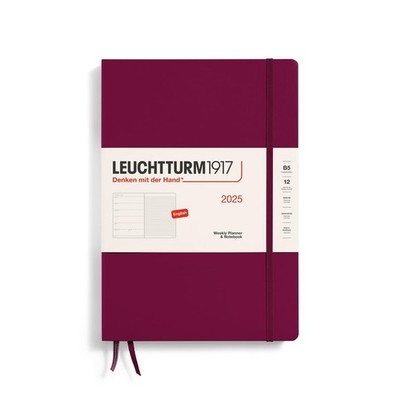370640 Wochenkalender & Notizbuch Composition B5 2025, Port Red, Englisch