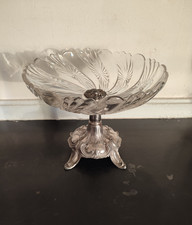 Coupe en verre sur pied - Centre de table ancien - Verre ancien début XXe