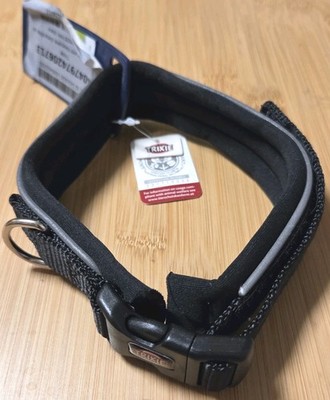 TRIXIE Premium Hunde Halsband - Gr. S/M - extra breit (25 mm) - Schwarz - Neu 