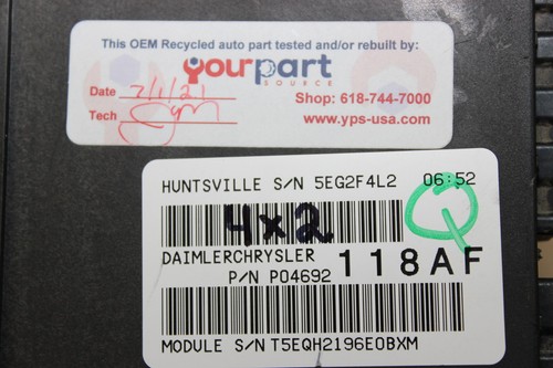 06-09 RAM 1500 4X2 TIPM TOTALLY INTEGRATED POWER MODULE FUSE BOX 04692118 TESTED - Picture 2 of 10