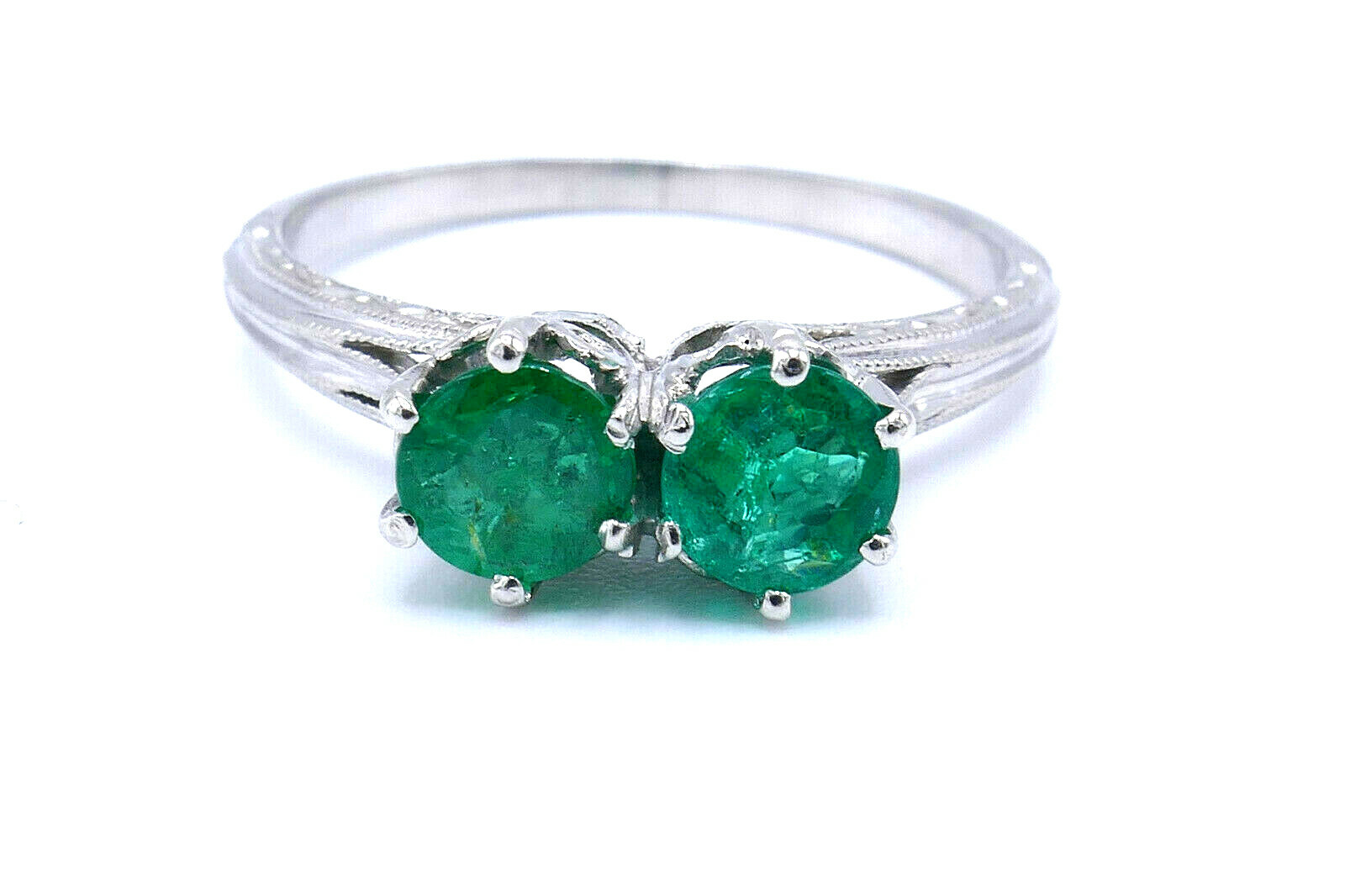 Antique Platinum Emerald Ring - image 1