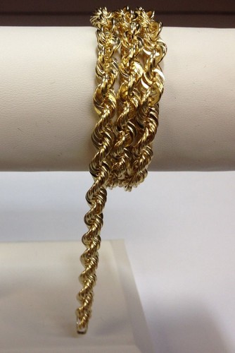 14k Solid Yellow Gold Diamond Cut Rope Chain Necklace 18" 4mm 18.2 grams (R030) - Picture 6 of 12