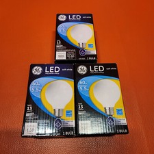 GE LED Frosted Decorative Globe 60W Soft White Dimmable Uses 5.5W Lot of 3 Bulbs