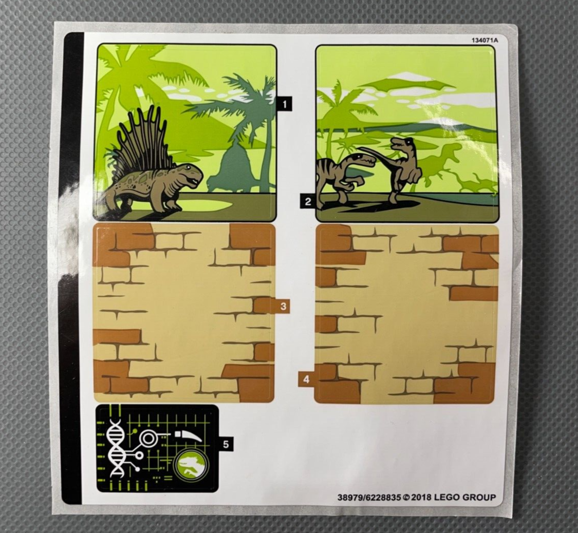 Sticker Sheet LEGO Set 75930 Jurassic World Indoraptor Rampage