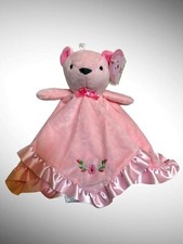 Stepping Stones Pink Bear Roses Flowers Security Blanket Satin Trim Lovey NWT