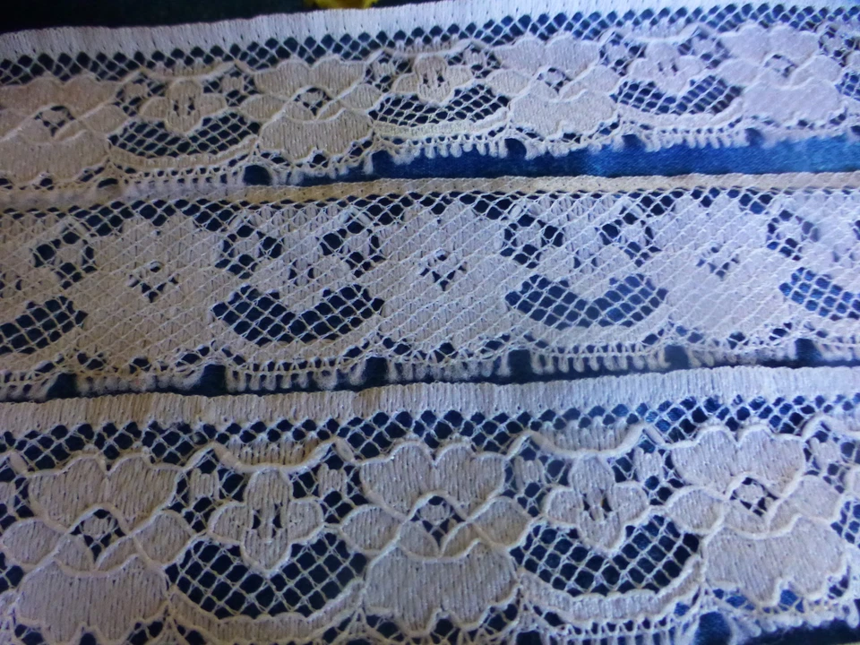 lot=2m,45 en tout dentelles ,broderies ,jours ,fait main mercerie ancienne - Photo 3/4