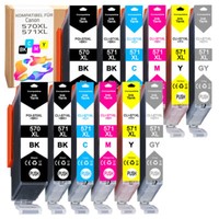 12Er Set Mit Grau PGI-570XL CLI-571XL FüR Canon Pixma MG7750 TS8050