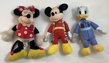 Disney Beanbag Plush Toys Mickey Mouse, Donald and Minnie Mouse 9" Lot Of 3