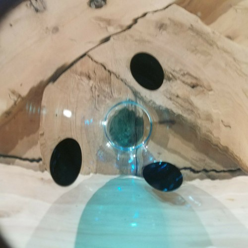 Modern Oval Shaped Clear Blue Vase w/ Black Spots - Swanky Barn - Picture 10 of 12