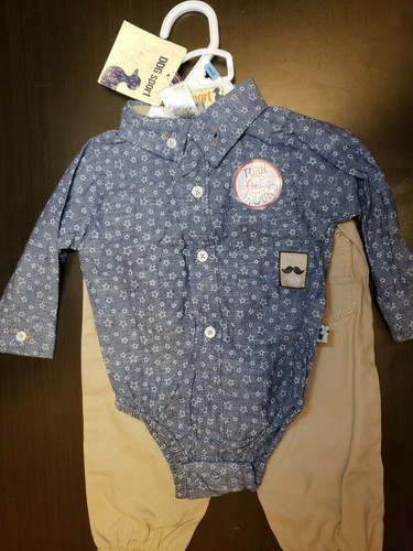 BOYS INFANT DOG SPORT 3 PIECE SET SHIRT, PANTS AND SUSPENDERS SIZE 3-6 MONTHS - Picture 3 of 12
