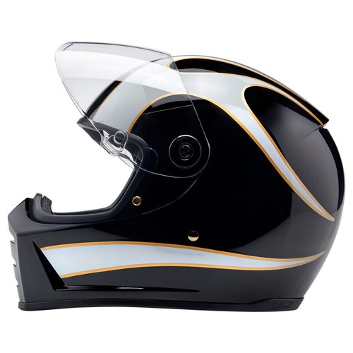 Lane Splitter ECE R22.06 Helmet - Gloss Black / Gloss White Flames - Picture 8 of 27