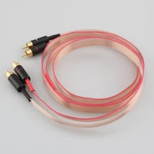 Pair OCC Copper Signal RCA Flat Cable Gold Plated Plug Interconnect RCA Cable