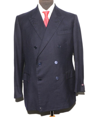 BESPOKE LUCIANO CAMPIGOTTO NAVY BLUE DOUBLE BREASTED BLAZER  40'' R