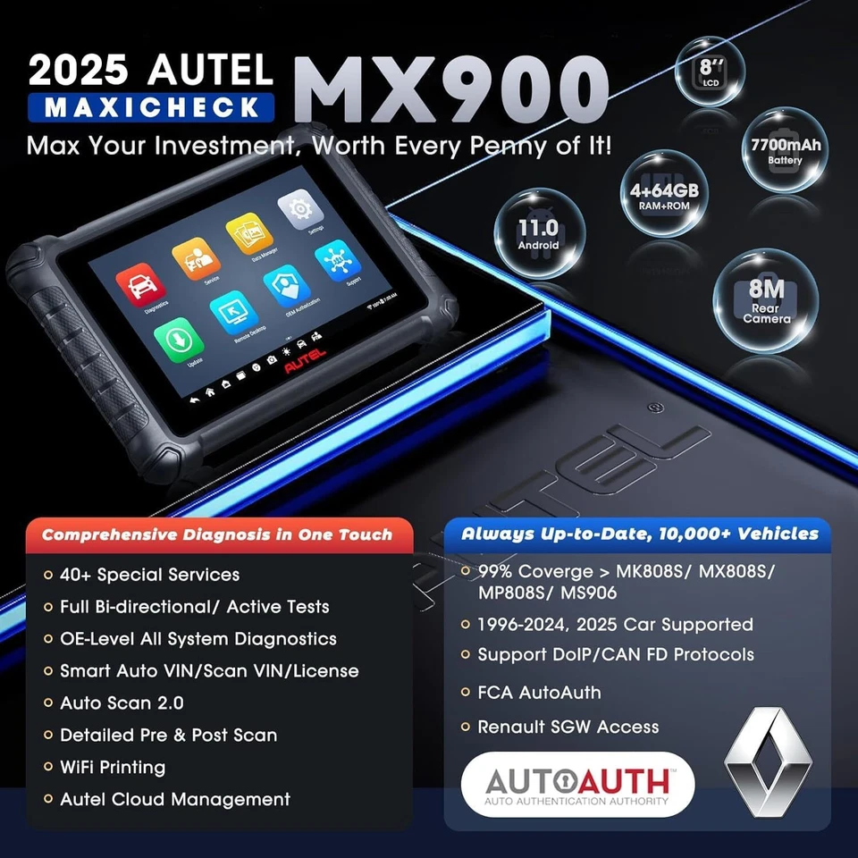 Двунаправленный сканер 2025 Autel MaxiCheck MX900 MK900 такой же, как MK900BT инструмент - Изображение 2 из 4