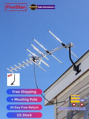 Upgraded Yagi Outdoor TV Antenna 200 Mile Digital HD Signal Roof Attic