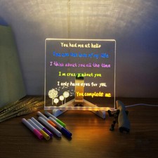 Personalized LED Lamp Acrylic Message Note Board Erasable USB Drawing Kids Gift