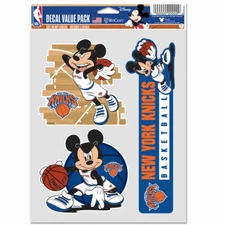 NEW YORK KNICKS MICKEY MOUSE 3 PIECE MULTI-USE DECALS DISNEY LICENSED