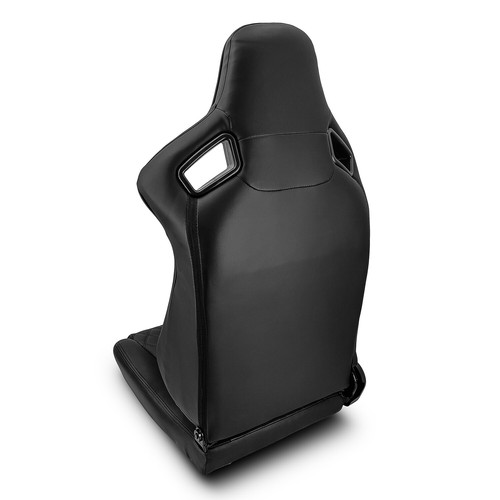 JDM Universal Black PVC Leater Black Line Racing Seats Left&Right w/Slider Pair - Picture 6 of 8
