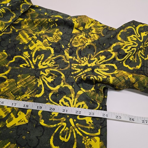 Flipbox Hawaiian Button Shirt Men Size Large Green Yellow Floral Made in USA - Picture 7 of 8