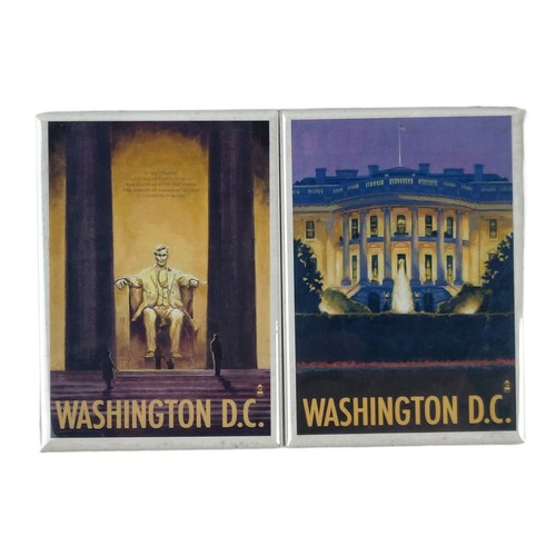 Washington D.C. Lincoln & White House Magneti da frigorifero 3,5x2,5 Made in USA - Foto 1 di 4