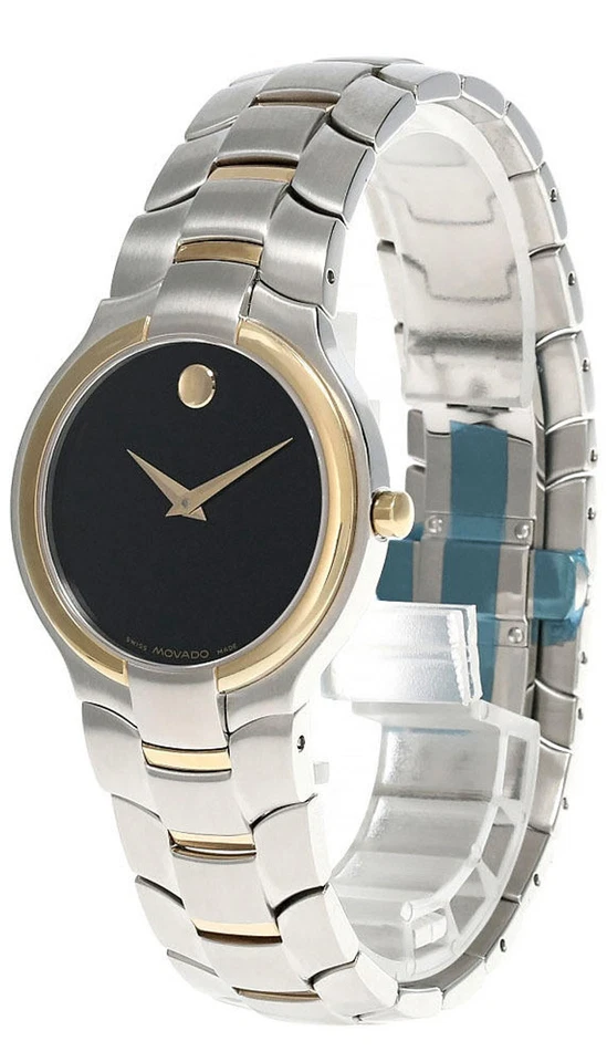 MOVADO PORTICO BLACK MUSEUM DIAL TWO-TONE BRACELET MEN'S WATCH 81-G1-1894