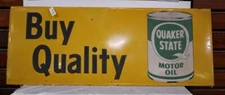 VINTAGE 1960'S QUAKER STATE MOTOR OIL BILLBOARD SIGN 96X35X1"Buy Quality Quaker