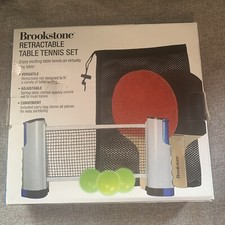 Brookstone Retractable Table Tennis Set with 3 Glow in dark Balls open Box