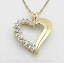 1.20Ct Round Cut VVS1/D Diamond Heart Pendant 14K Yellow Gold Finish