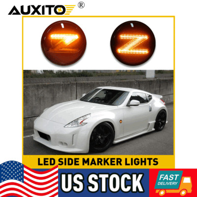 2x Dynamic Sequential Smoke LED Side Marker Light Lamp For 2009-2020 Nissan 370Z