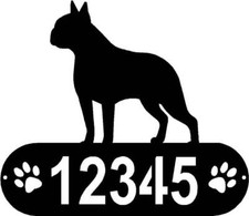 Boston Terrier PAWS House Address Sign or Name Plaque - Made in USA