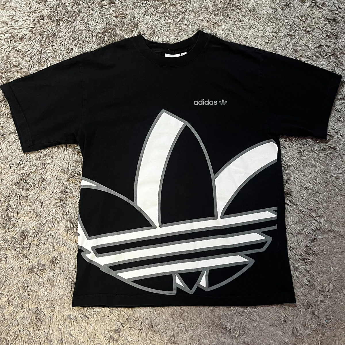 Adidas Logo Printed Black and White T Shirt Medium eBay