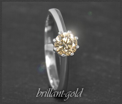 Diamant Solitär Ring, 0,55ct Brillant in champagner VS1, 585