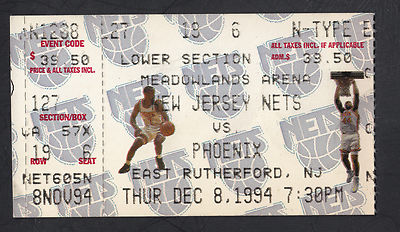 New Jersey Nets vs Phoenix Suns 1994 Ticket stub Kenny Anderson & D Coleman
