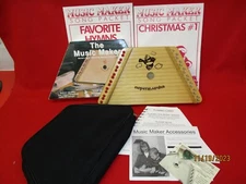 Vintage THE MUSIC MAKER Wooden Musical lap harp - In Box W/Case & Song Sheets