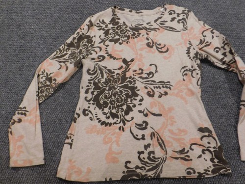 Sonoma Womens blouse PM Petited Beige floral stretch - Picture 3 of 10