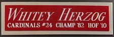 WHITEY HERZOG CARDINALS NAMEPLATE FOR AUTOGRAPHED SIGNED BASEBALL-PHOTO-BAT-BOOK