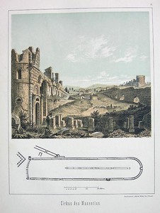 ITALY-Rome-Remains-of-Circus-Maxentius-Antique-Tinted-Print-Original