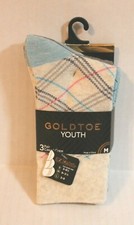 Goldtoe Youth 3-Pair Plaid Casual Crew Socks Boy's Size M Fits Shoe Size 9-2