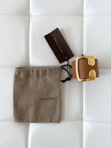 ¡NUEVO CON ETIQUETAS! BOTTEGA VENETA Pulsera de Calce Ajustable Marrón Oro Cuero Joyería Accesorio - Imagen 2 de 12