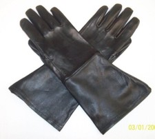 Black Deerskin Leather Gauntlet Gloves - Size Large