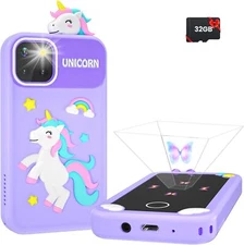 Kids Smart Phone for Girl Holographic Pyramid 32G Card fr 3-10 Boys Girls Purple