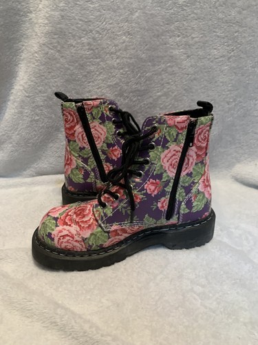 Womens T.U.K. Anarchic T2231 Floral Combat Boots Size US 6 UK 4 EUR 37 - Picture 3 of 17