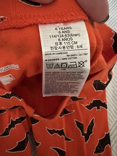 Gap Boy Girl PJs Pajama 6 Halloween Orange Black Bats LS Two-piece - Picture 8 of 8