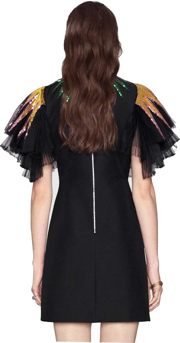 GUCCI Dress Runway Fitted Sequin-Embroidered Tulle Black Web Colors Sz 38,  $4500 | eBay
