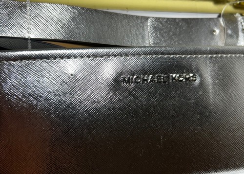 Michael Kors Metallic Silver Logo Adjustable Belt Bag Purse S/M NIB NWT Read ⬇️ - Picture 2 of 7