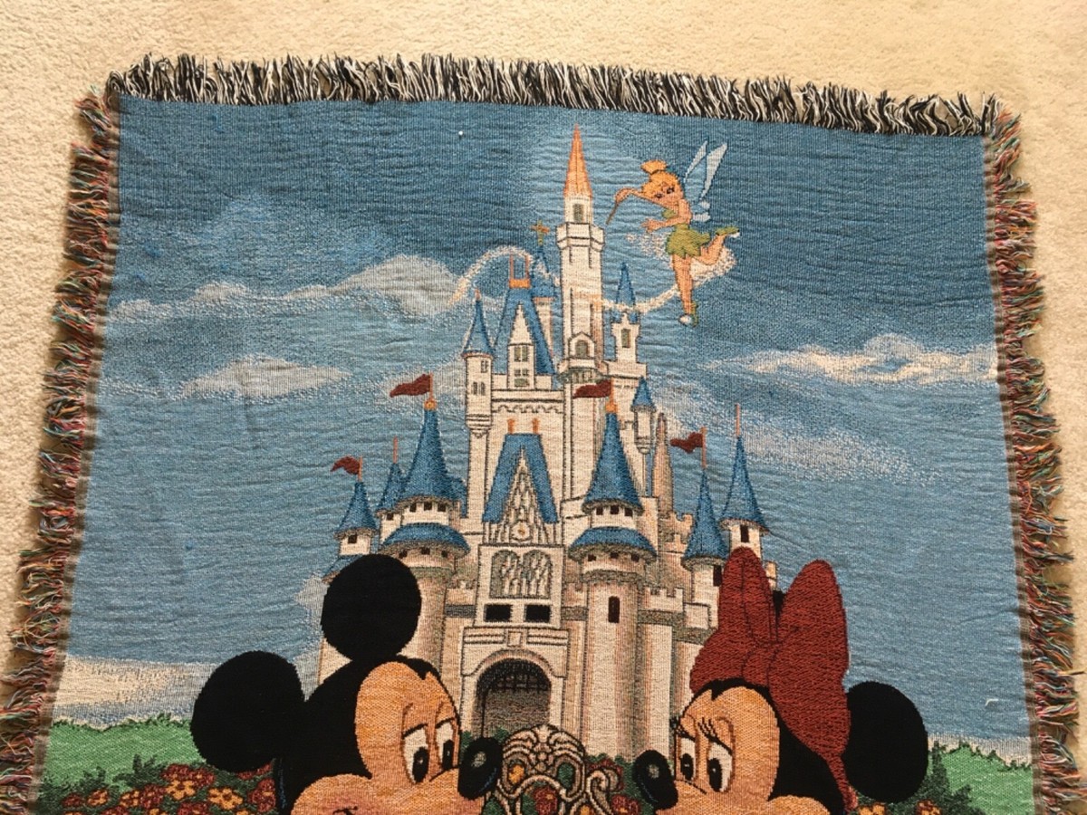 Disney Tinker Bell, Mickey & Minnie Mouse Tapestry Woven Throw