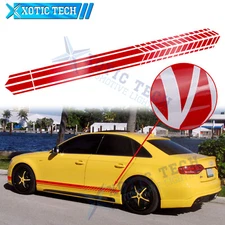 Auto Accessories Glossy Red Side Skirt Fender Stripes Sticker For Audi 2000-up