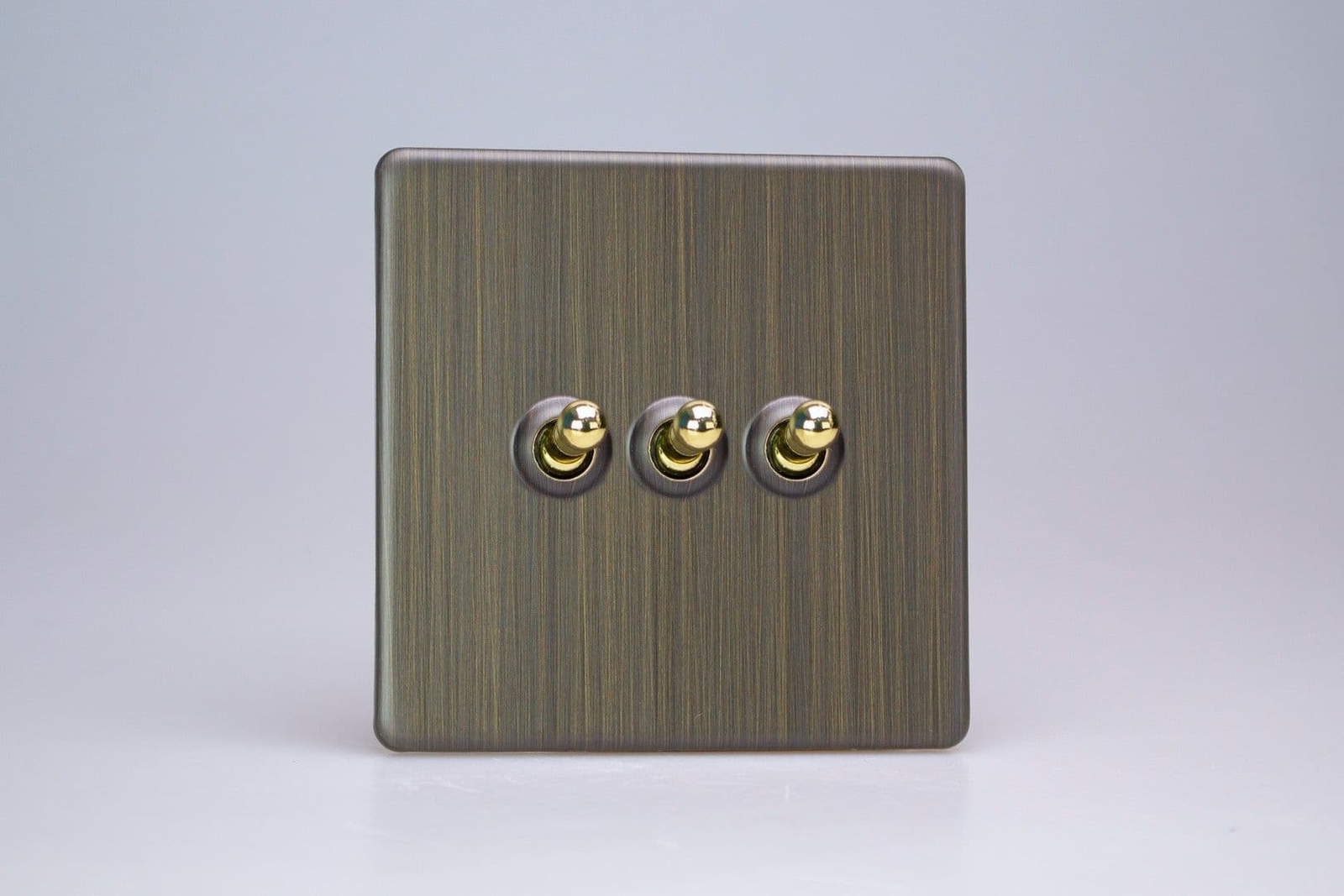 Varilight XDYT3S.AB Screwless Antique Brass 3 Gang 10A 2 Way Toggle Light Switch